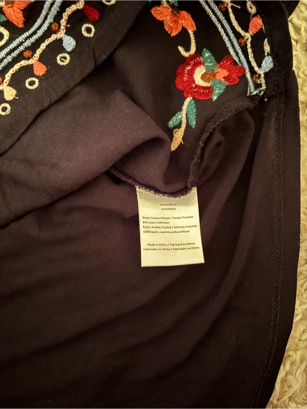 Anthropologie One September Embroidered Long Sleeve Blouse | Size M - Picture 9 of 11